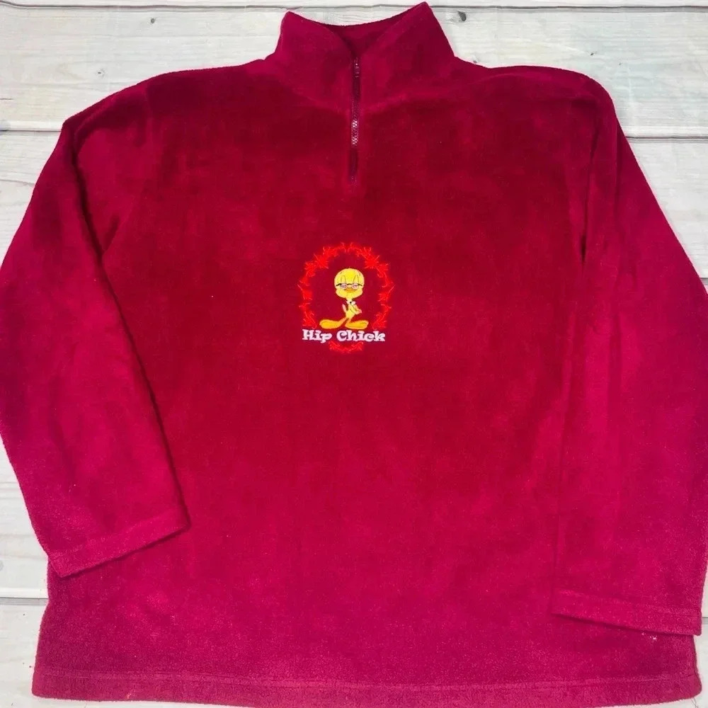 Looney Tunes Classic Collection Y2K Tweety Bird Hip Chick 1/4 Zip‎ Fleece 2XL